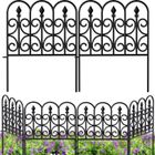 Amagabeli Clôture Décorative Jardin 81cm X 328cm - 8 Panneaux Métal Noir Pour Bordure Et Paysage