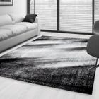 Tapis Moderne Design Salon Abstrait Sable Motif Noir Gris Blanc 80x300 Cm