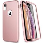 GrandEver Coque iPhone XR Etui rigide 360 Protection complète 2 en 1 Etui de protection ultra-plat pour iPhone XR Or Gold