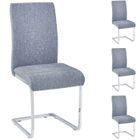 IDIMEX Lot de 4 chaises de salle à manger LETICIA piètement en métal chromé et revêtement en tissu gris