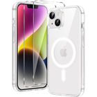 MASSILIA TECH Coque pour iphone 14 et 2 vitres verre trempé compatible magsafe magnétique full caméra transparent