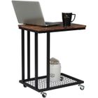 WOLTU Table d'appoint,Bout de canapé, Table de chevet en MDF et métal,Style industriel,Portable à roulettes,51 x 36 X 60 cm