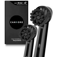 Candore - 2 Brossette Brew One | Charbon, Action Brossage Croisé - Pour Oral-B Brosse à Dents Électrique | Programme de Recyclage