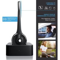 Casque Bluetooth sans Fil Wireless PC Headset Bluetooth 5.0 Station de Charge USB Casque Mono PC avec Microphone Anti Bruit Call 