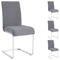 Lot de 4 chaises de salle à manger - IDIMEX - LETICIA - Piètement en métal chromé - Revêtement en tissu gris