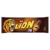 LOT DE 4 - LION : Barres chocolatées au caramel et céréales 10 x 42 g