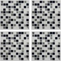Faience adhésive motifs mosaique Noir & Blanc autocollants stickers - 4 feuilles 26 x 26 cm de 16 carreaux