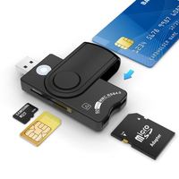 4 en 1 Lecteur Carte SIM,Micro SD Puce pour DOD Accès Commun CAC/SIM/ID/IC Banque, Compatible avec Windows/Vista