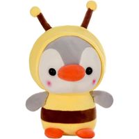 Animal en peluche canard-pingouin dans un joli costume d'abeille, adorables peluches portant une tenue d'animal, jouets, excellent c