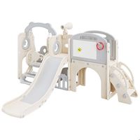 Hominewti Toboggan Balançoire 8 En 1 Pour Enfants – Structure Escalade, Panier Basket, Télescope, Dessin, Intérieur/Extérieur