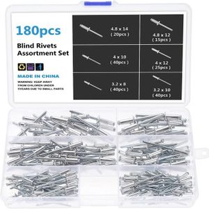 Assortiment de 75 jeux de rivets en métal de 6 10 et 12 mm pour loisirs créat 
