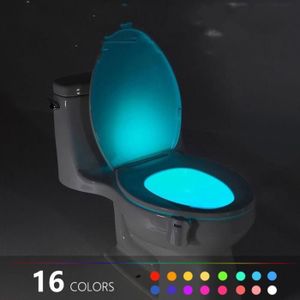 WC à détecteur de mouvement avec abattant lumineux Compatible avec toutes les toilettes. 2 modes et 8 couleurs différentes 