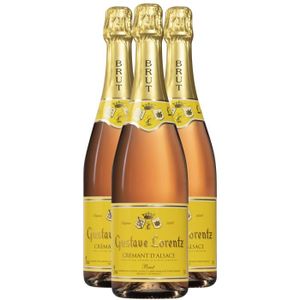 VIN ROUGE Crémant d'Alsace Brut Rosé - Lot de 3x75cl - Gusta