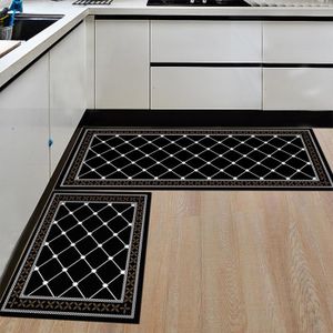 Lot de 2 Tapis de Cuisine antidérapants, Absorbe l'eau et l'huile,  Résistant à la poussière Tapis de Cuisine,Coloré, vertical conceptuel fondu  comme