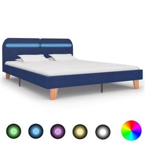 STRUCTURE DE LIT Cadre de lit avec LED Bleu - ESTINK - 160 x 200 cm - Bois - Contemporain