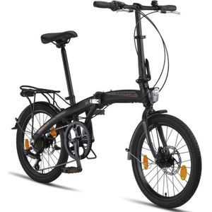 VÉLO PLIANT Licorne Bike Phoenix 2D, vélo pliant en aluminium 20 pouces [Noir-Or, Disc-Bremse]