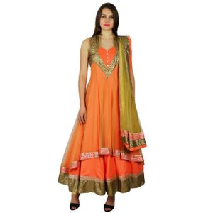 Bimba Femmes Longueur Chic étage Flaired Costume Anarkali De