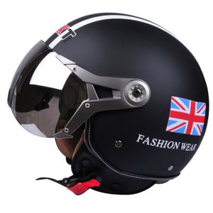 CASQUE MOTO SCOOTER Casque Moto de Marque luxe unisexe Casque Harley vintage personnality Demi casque Moto casque scooter Casque-Noir