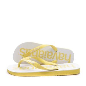 TONG Tongs Homme Havaianas Logomania 2 - Blanc/Jaune - Synthétique - Adulte