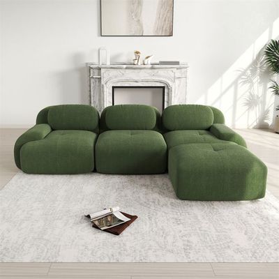 Canapé Modulable 4 Places Avec Rangement – Velours Côtelé, Gris Foncé, Assemblage Facile