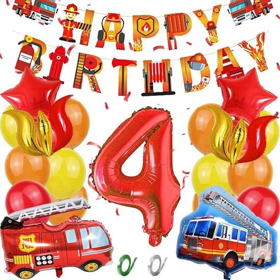 Décoration Anniversaire Pompier 6 Ans, Kit Ballon Anniversaire 6 Ans