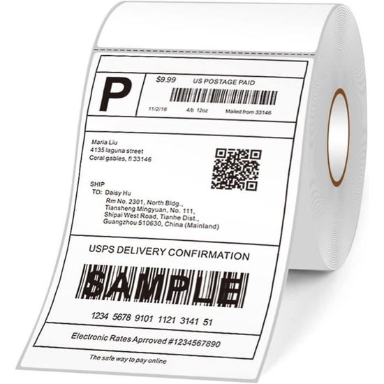 500 Étiquettes D'Expédition Thermique LVYUAN 100x150mm - Imperméables, Compatibles Imprimantes Thermiques