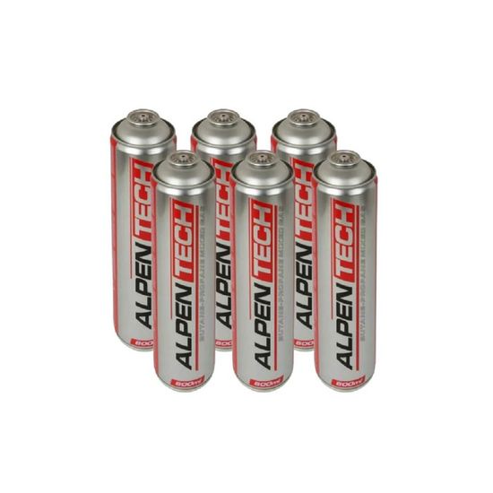 Pack de 6 Cartouches de gaz 330gr Butane propane mix 600ml Valve 7/16