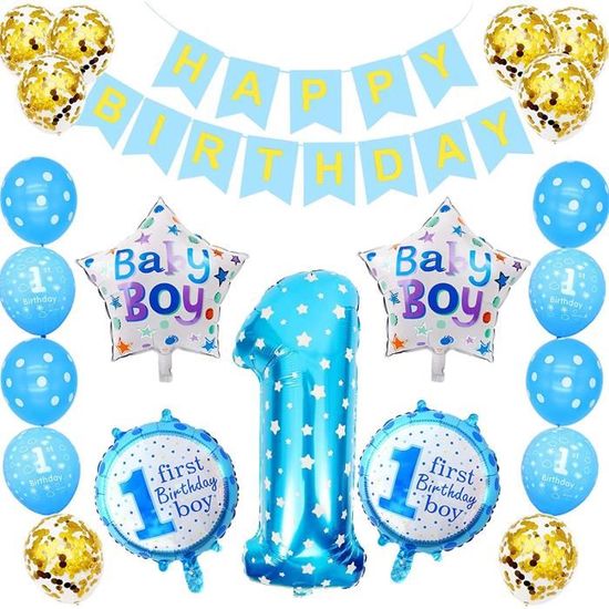 Ballons anniversaire chiffre 1, anniversaire 1 an garcon, 1er anniversaire,  ballon chiffre 1, ballon 1 an, 1 ballons annivers[A238] - Cdiscount Maison