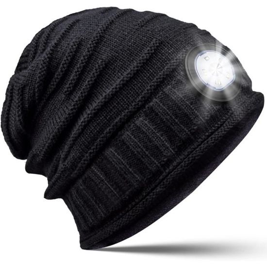 Bonnet Bluetooth Avec Lampe Frontale UNBON - Écouteurs Intégrés, Lumière LED 3 Modes, Connexion 5.4 - Cadeau Homme, Femme, Sport, Hiver - Taille Unique