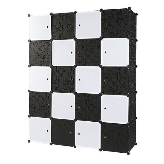 Armoire De Chambre à Rangement, DIY 20 Cubes, Modulaire En Plastique Noir 96259171