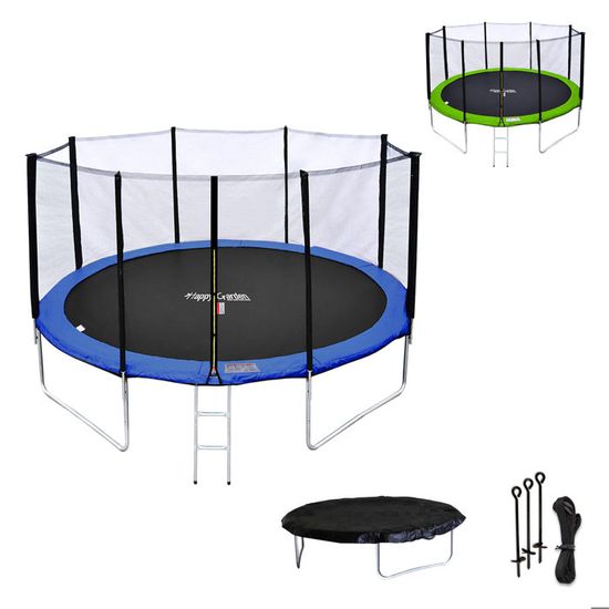 Pack Premium Trampoline 370cm réversible bleu / vert PERTH + filet