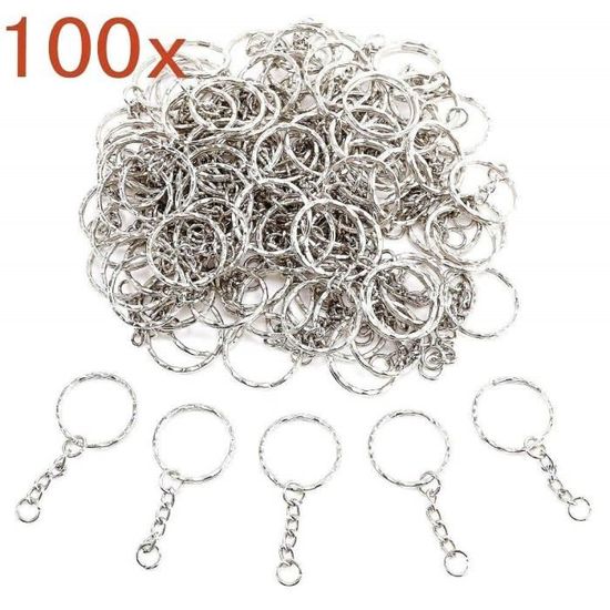 Roosea 60 Pcs Porte-clés Anneaux Porte-Clés Plats Round Clé Chaîne