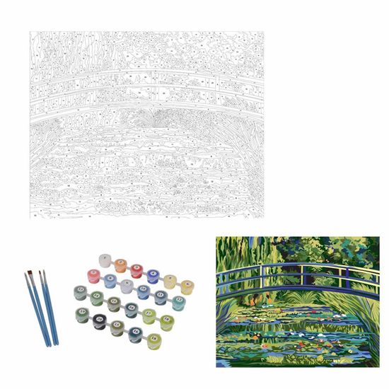Kit Peinture Par Numéros Adulte Pont Japonais 80x60 Cm - Toile, Pinceaux, Peintures Inclus, Décoration Maison