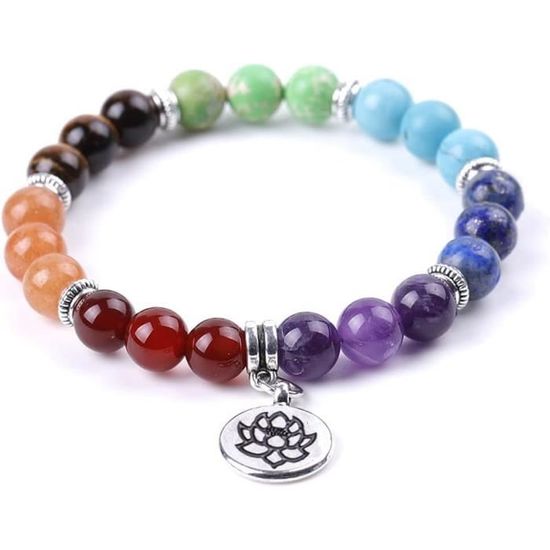 Bracelet 7 chakras en perles de pierre naturelle - Site grossiste