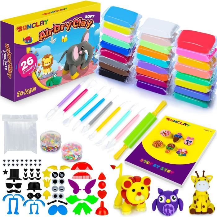 Pate a Modeler 26 Couleurs Argile Autodurcissante avec 80 Pages de ...