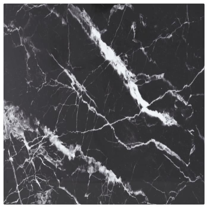 LED-Dessus de table Noir 50x50 cm 6mm Verre trempé et design marbre