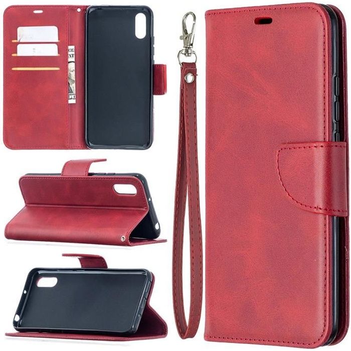 Housse Xiaomi Redmi 9A (6.53-) - Pochette Téléphone Housse Mode Design Etui Coque Xiaomi Redmi 9A - Rouge
