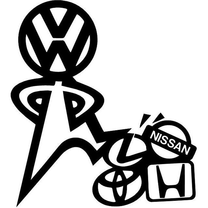 Stickers Carrosserie Volkswagen VW Poubelle Colorie Noir