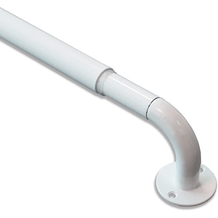 Tringle à rideau incurvée Kit barre dressing extensible longueur 80-120cm en métal Blanc mat D 16-19mm - Montage et fixation [235]