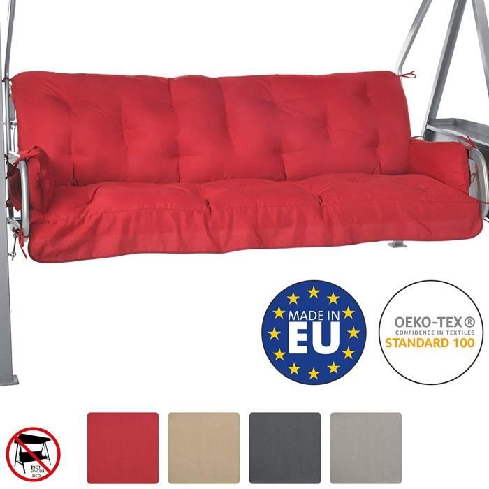 Beautissu Coussin balancelle Flair HS 180x50x8cm Rouge - banquette + coussins accoudoirs pour balancelle