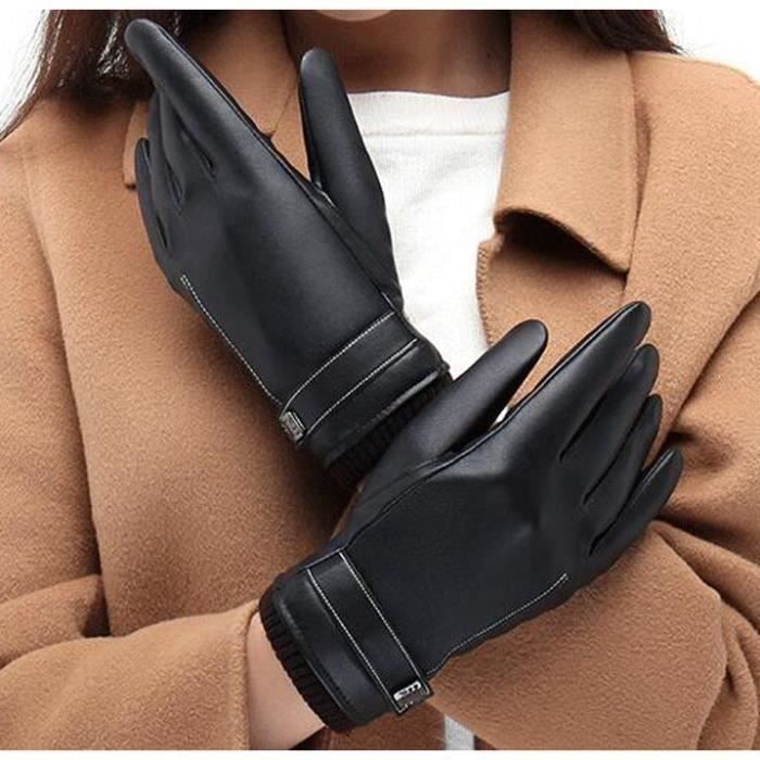 JL Femme Gants Moufle en Pu Cuir Gants Ecran Tactile Gants Conduite Chaud Waterproof Mode - JLPRM824AA6083