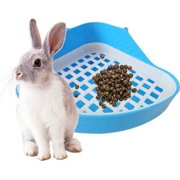 Toilette Lapin Bac À Litière, Petit Animal Coin Toilette Pot, Animal de Compagnie Litière Coin Des Plateaux pour Lapin,(Bleu Ma02650