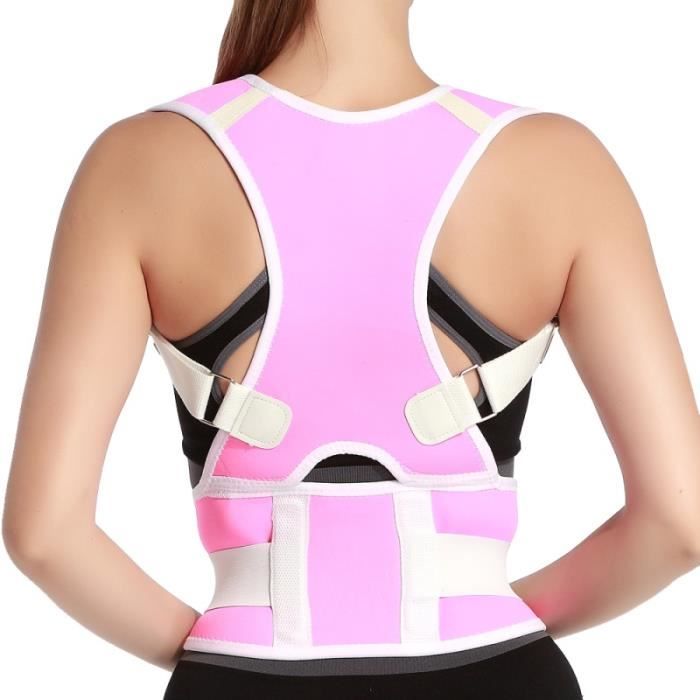 CEINTURE LOMBAIRE,Chaude hommes femmes adulte dos soutien bretelles réglable dos thérapie épaule magnétique Posture - Type Rose-S