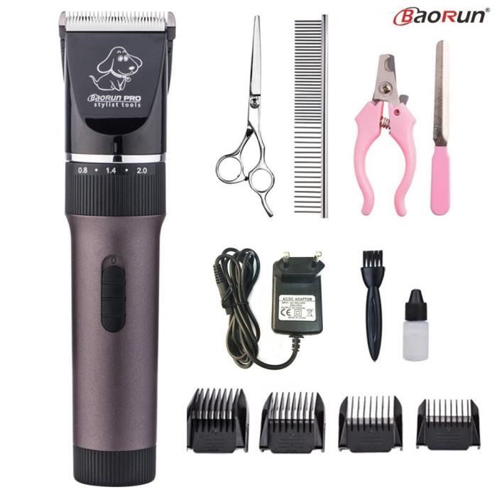 Tondeuse chien,BaoRun tondeuse à cheveux électrique Kit de toilettage professionnel, Rechargeable, pour animal - Type Brown Set