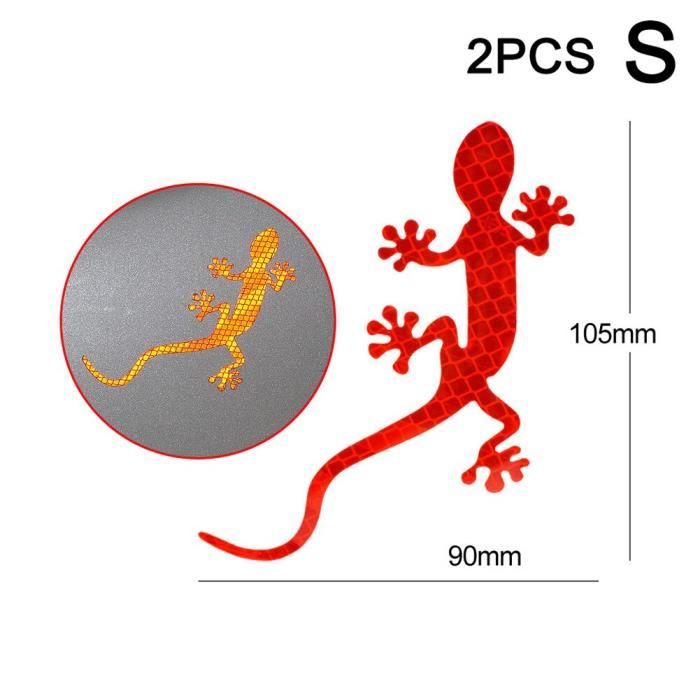 Accessoire vélo,Bandes réfléchissantes de voiture Gecko forme avertissement bande réflecteur autocollant - Type red S 2pcs #C