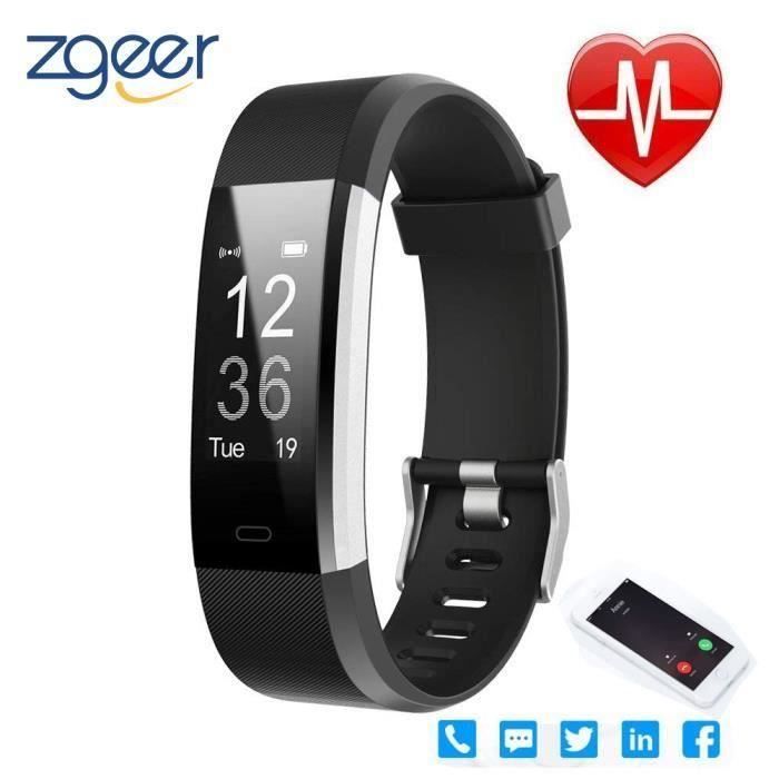 Montre Connectée Tracker d’Activité Podomètre avec Moniteur de Fréquence Cardiaque, Imperméable Compteur de Calories, Android iOS