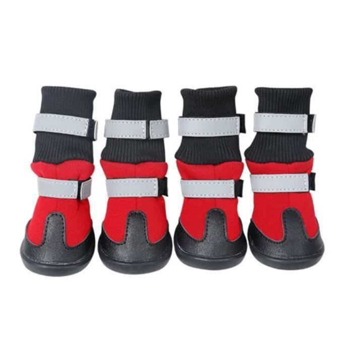 Anti Slip animaux bottes de neige chaussures de protection chien bottes de pluie taille S (rouge)