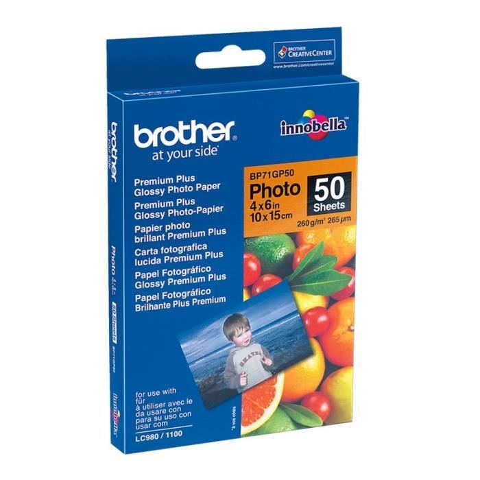BROTHER Papier photo - Blanc brillant - 100x150mm - 50 feuilles