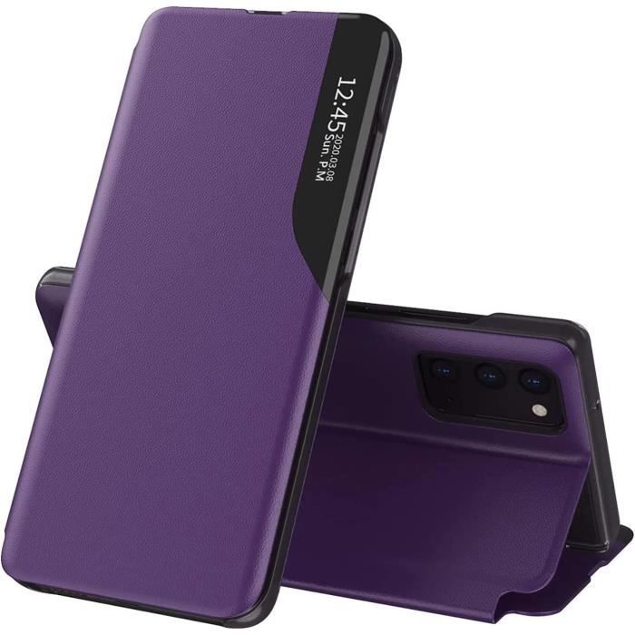 Smart Coque Samsung Galaxy A33 5G, Prime à Rabat avec Clear Afficher Fenêtre, Elégant Flip Case CovMauve