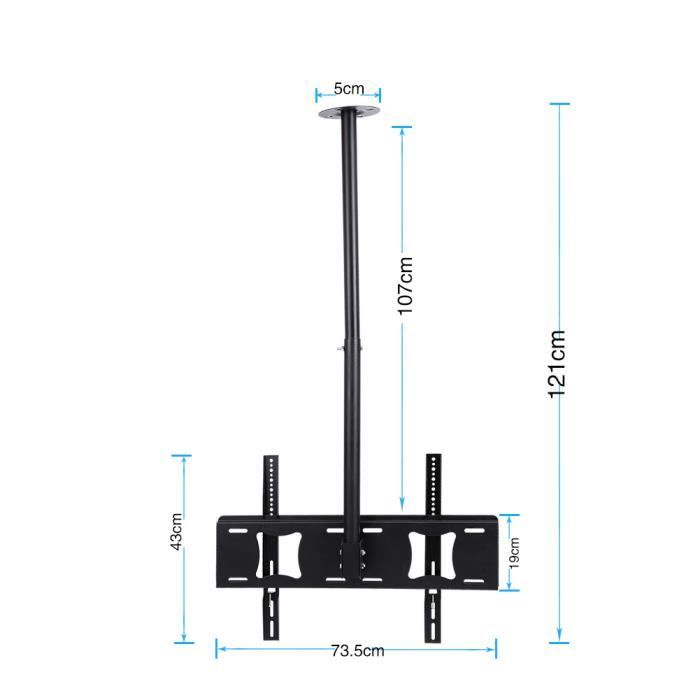 Support TV Fixation Plafond Inclinable Orientable pour Télévision Ecran 32- à 63- HB043 -VQU